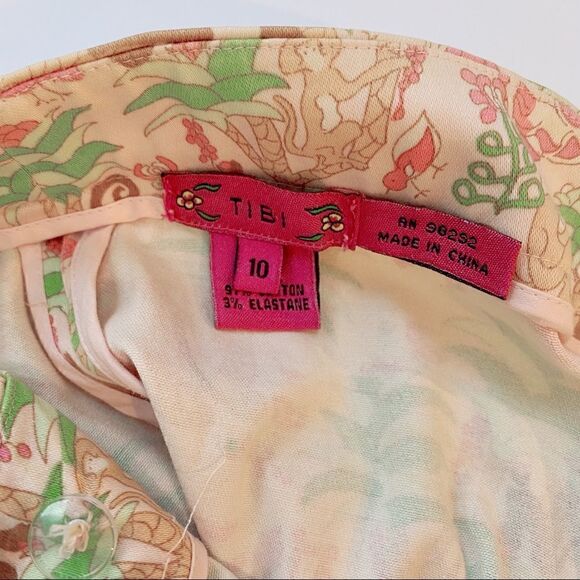 Vintage Tibi Jungle Print Pants Pink Green Animal Print Tropical Designer 10 - Picture 4 of 14